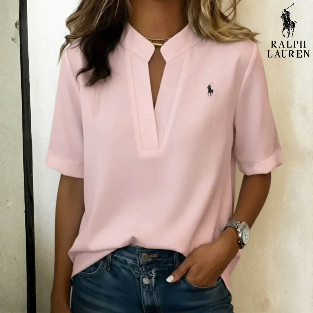 Sleek V-Neck Short Sleeve Casual Blouse || Clearance Sale