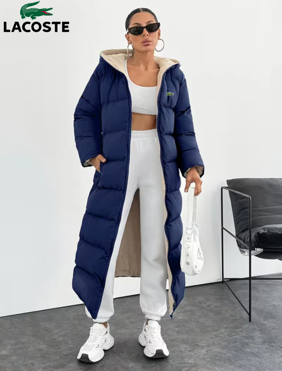 Long Puffer Coat with Hood and Sherpa Lining || CLEARANCE PRICE