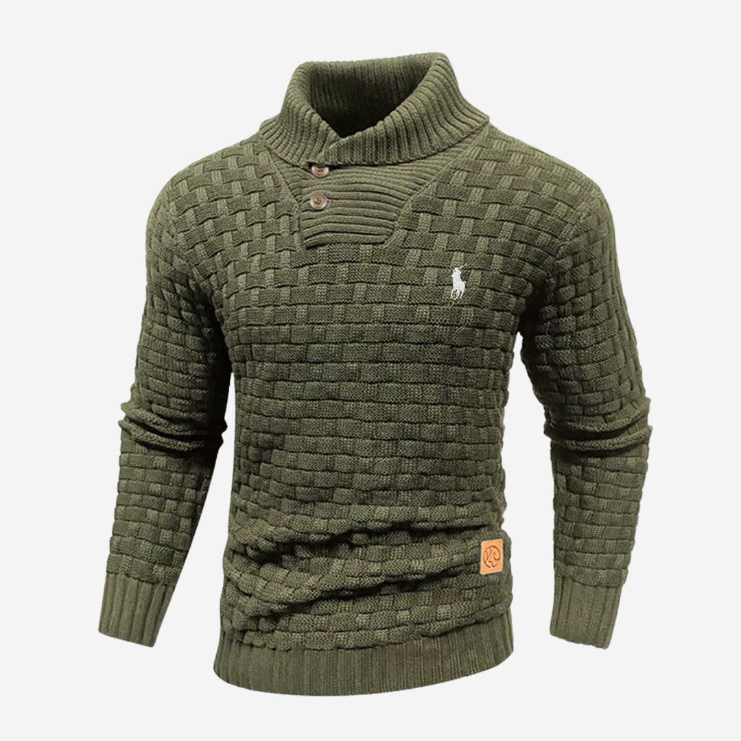 Knitted Sweater with Buttoned Collar - CLEARANCE SALE