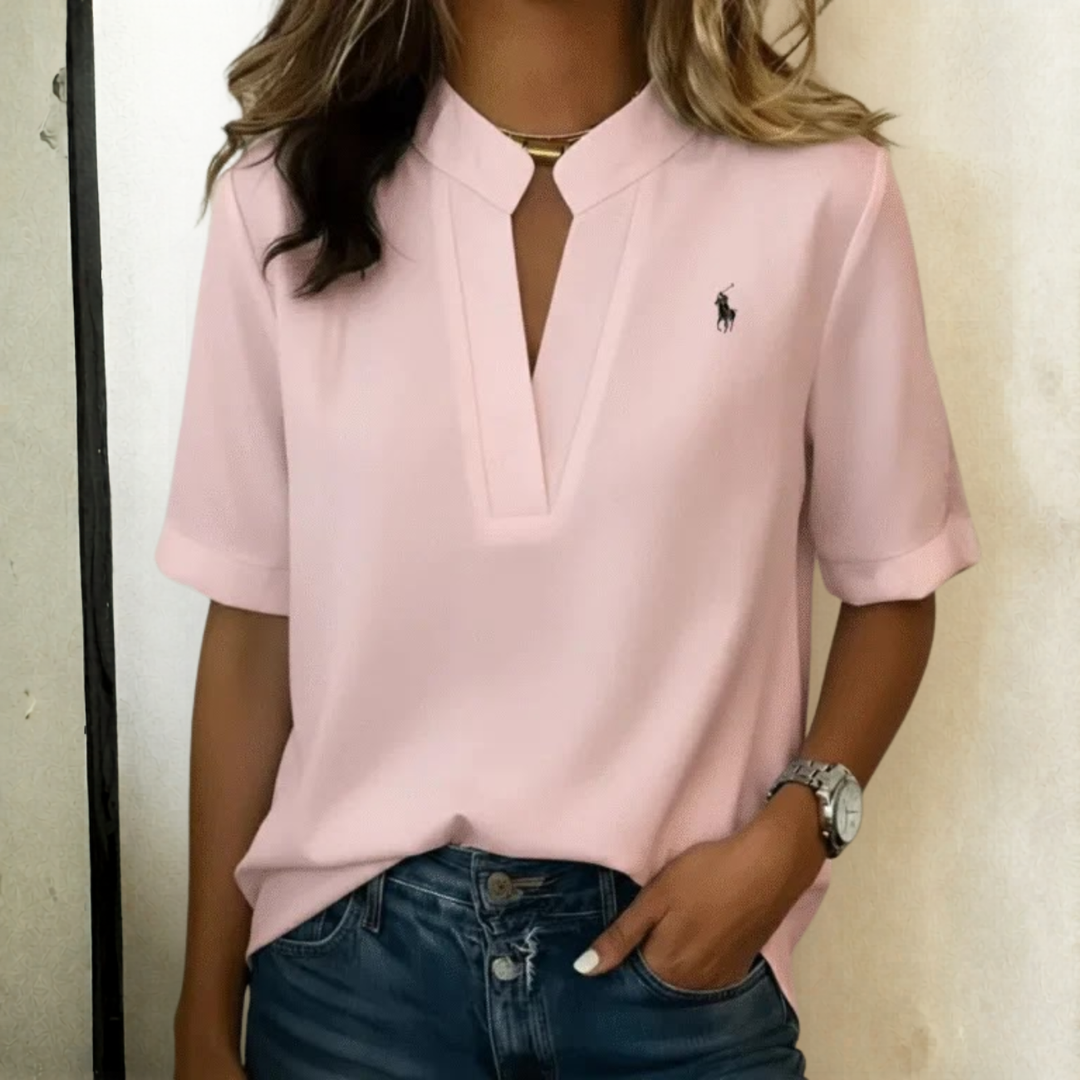 Sleek V-Neck Short Sleeve Casual Blouse - Clearance Sale