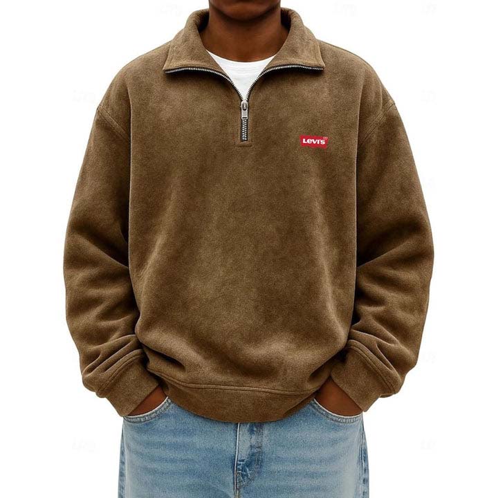 Men’s Zip Polo Pullover Sweatshirt - Clearance Sale