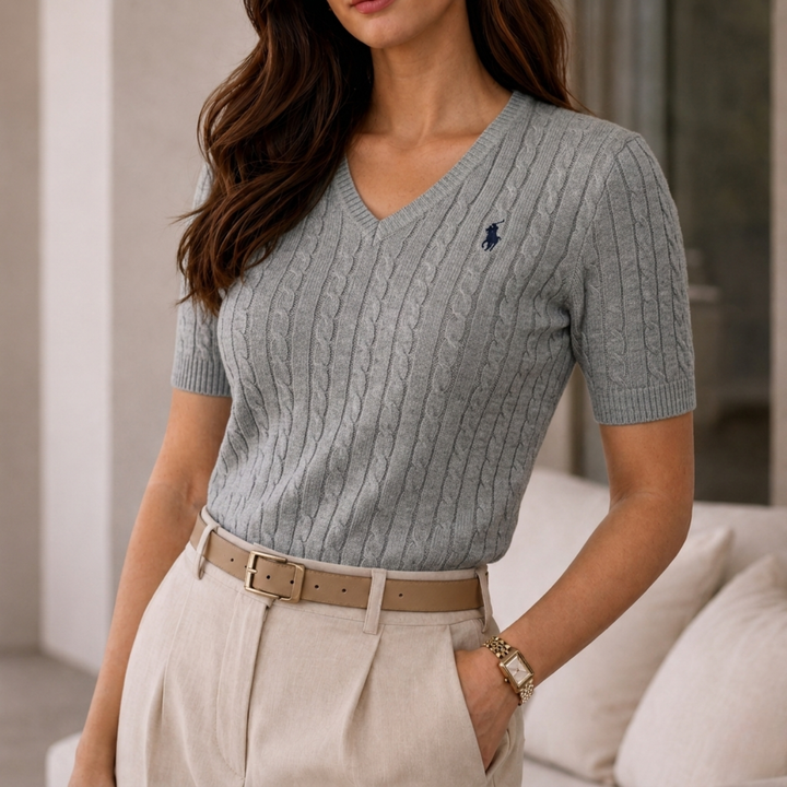 LuxeKnit V-Neck Tee - Clearance Sale