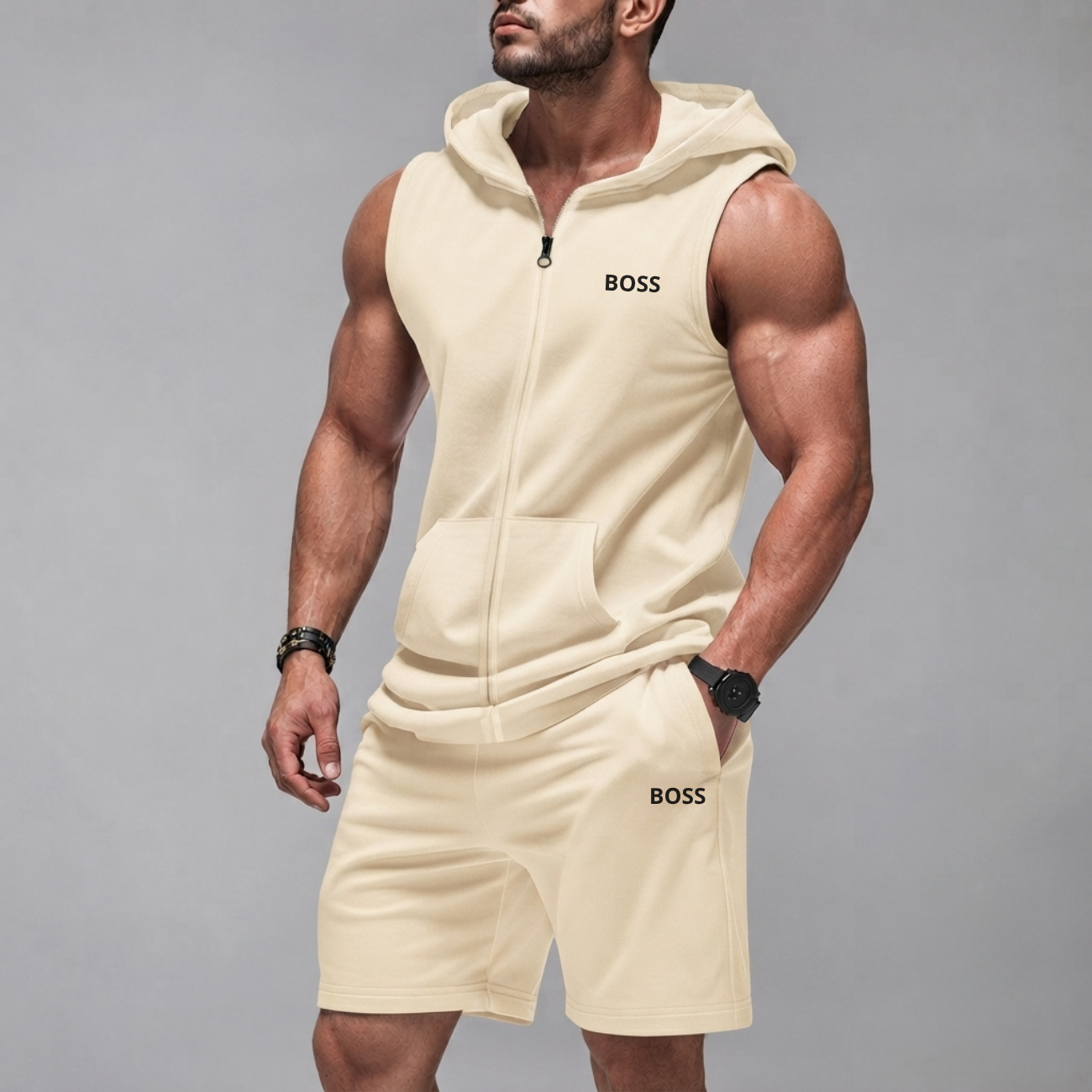 Sleeveless Hoodie & Shorts Set - Clearance Sale