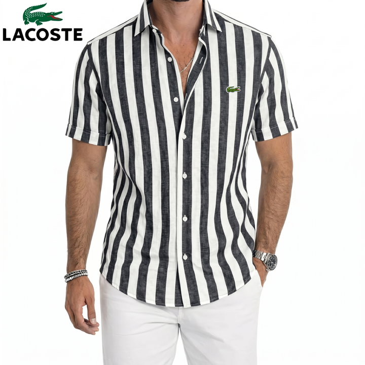 Coastal Stripe Short-Sleeve Linen Shirt || Clearance Sale