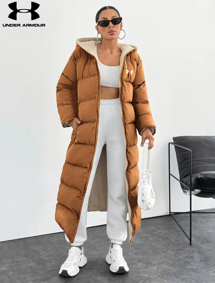 Long Puffer Coat with Hood and Sherpa Lining || CLEARANCE PRICE