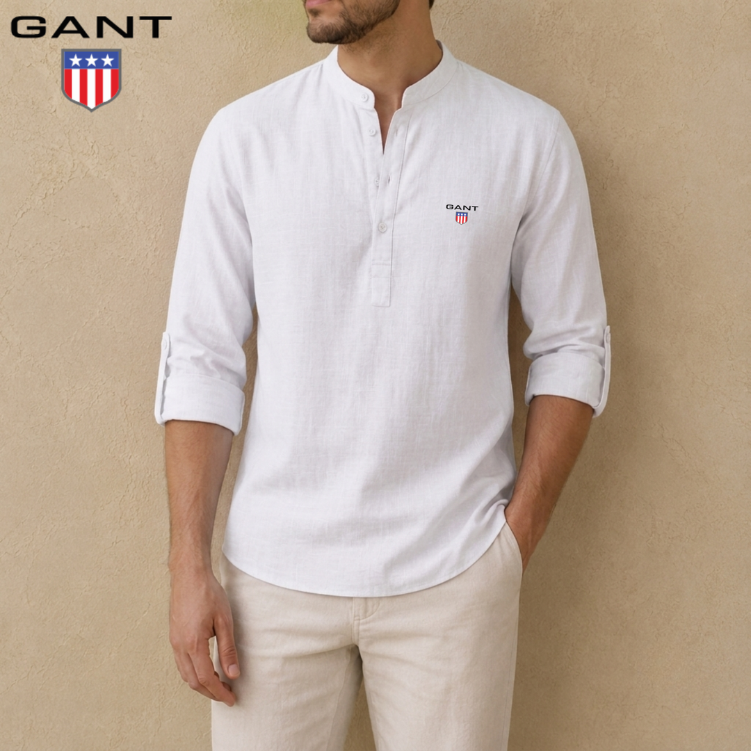 Linen Henley Shirt || Clearance Sale