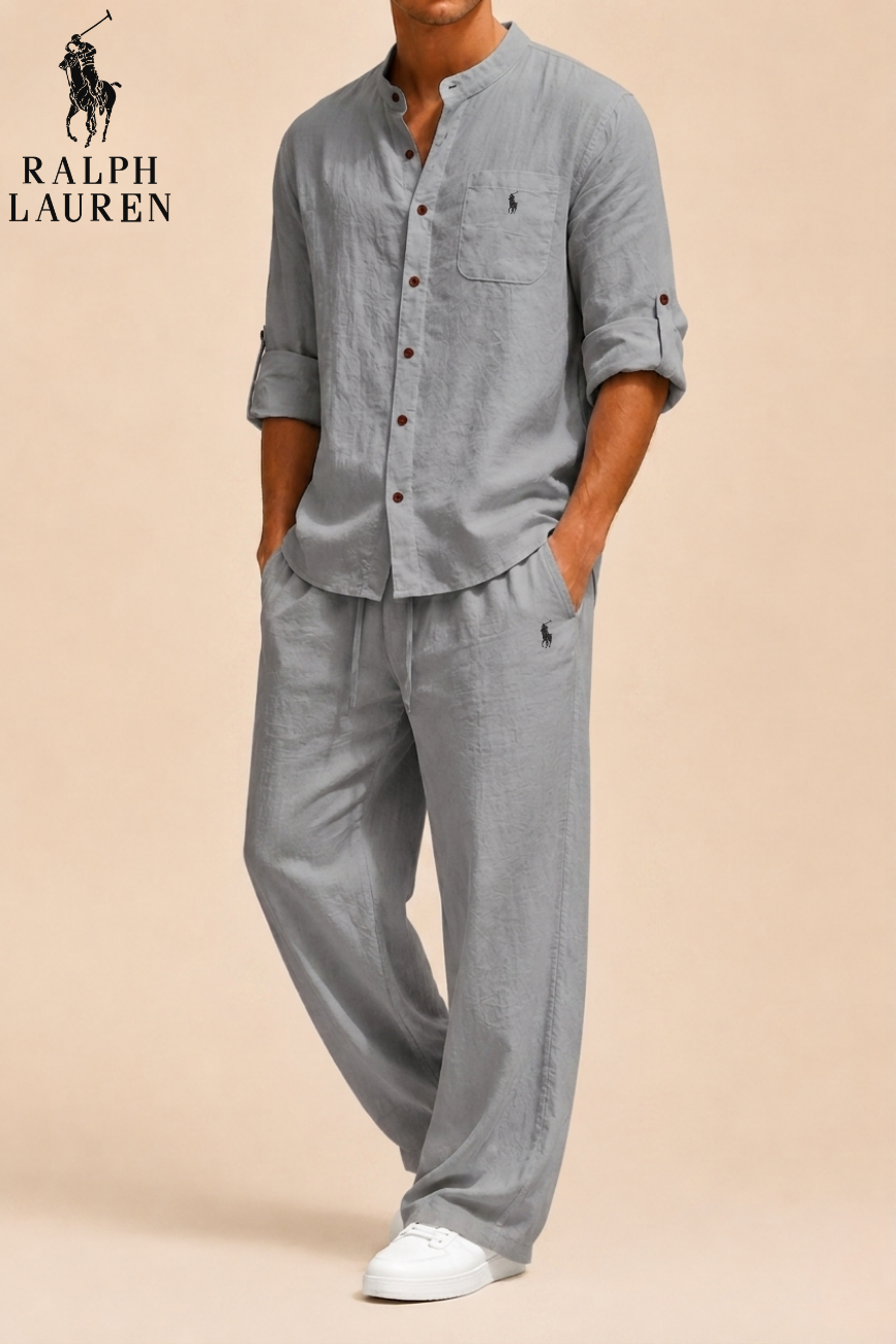 Mandarin Collar Linen Set || Clearance Sale