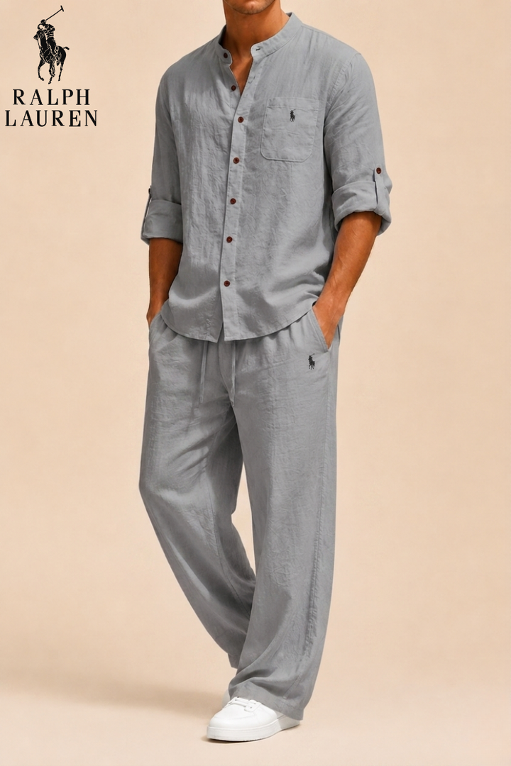 Mandarin Collar Linen Set || Clearance Sale