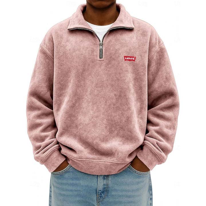 Men’s Zip Polo Pullover Sweatshirt - Clearance Sale