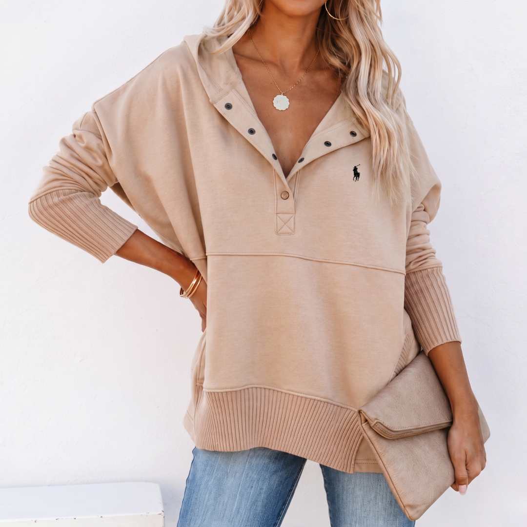 Oversized Snap-Neck Ribbed - Clearance Sale