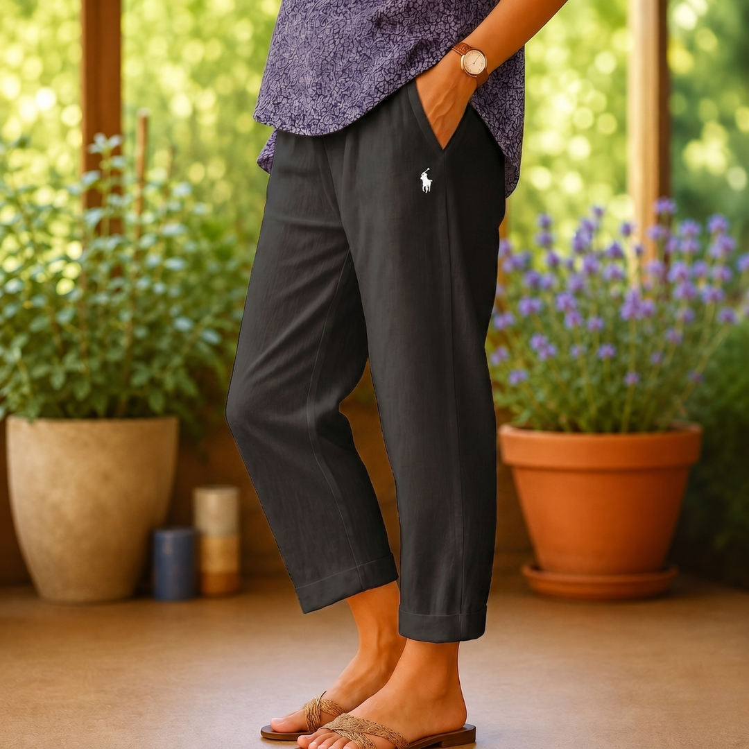 Linen-Blend Trousers - Clearance Sale