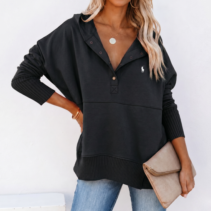 Oversized Snap-Neck Ribbed - Clearance Sale