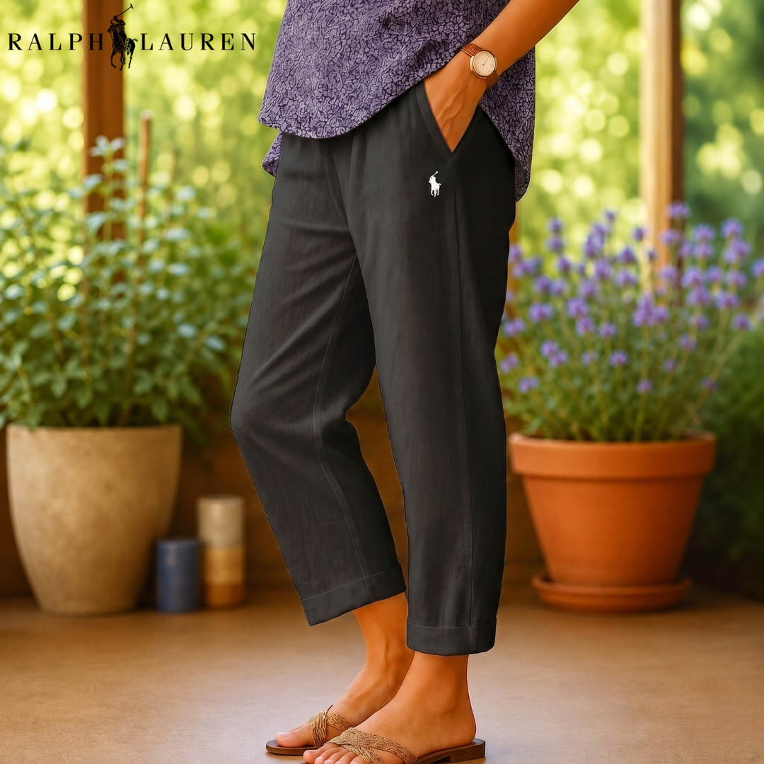 Linen-Blend Trousers || Clearance Sale
