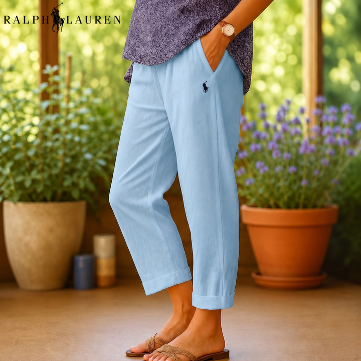 Linen-Blend Trousers || Clearance Sale