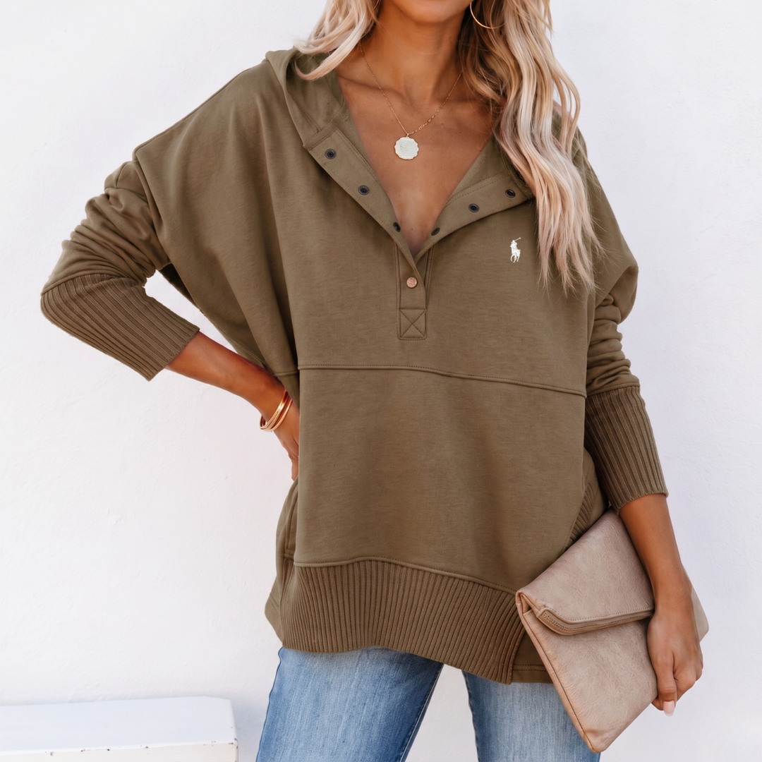 Oversized Snap-Neck Ribbed - Clearance Sale