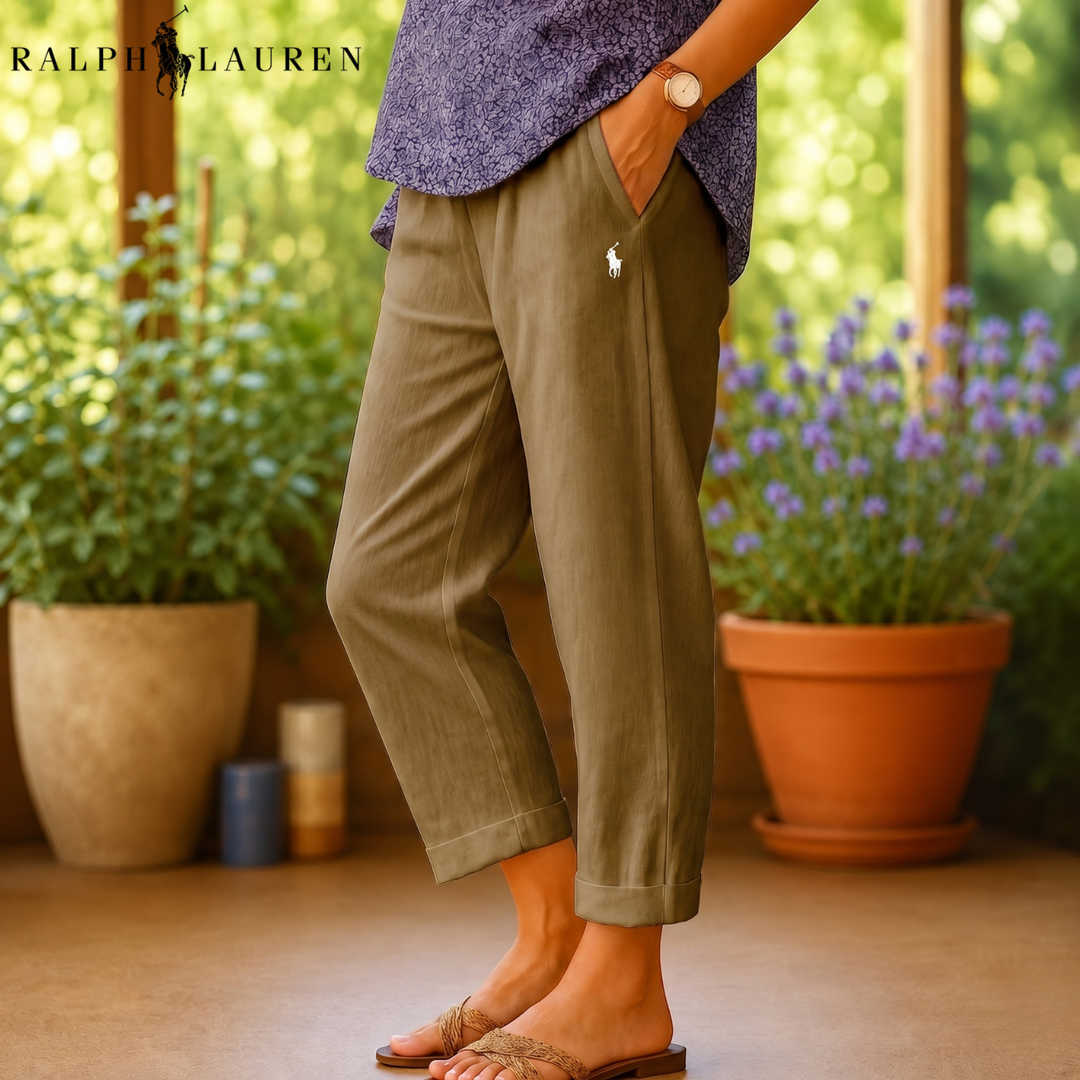 Linen-Blend Trousers || Clearance Sale