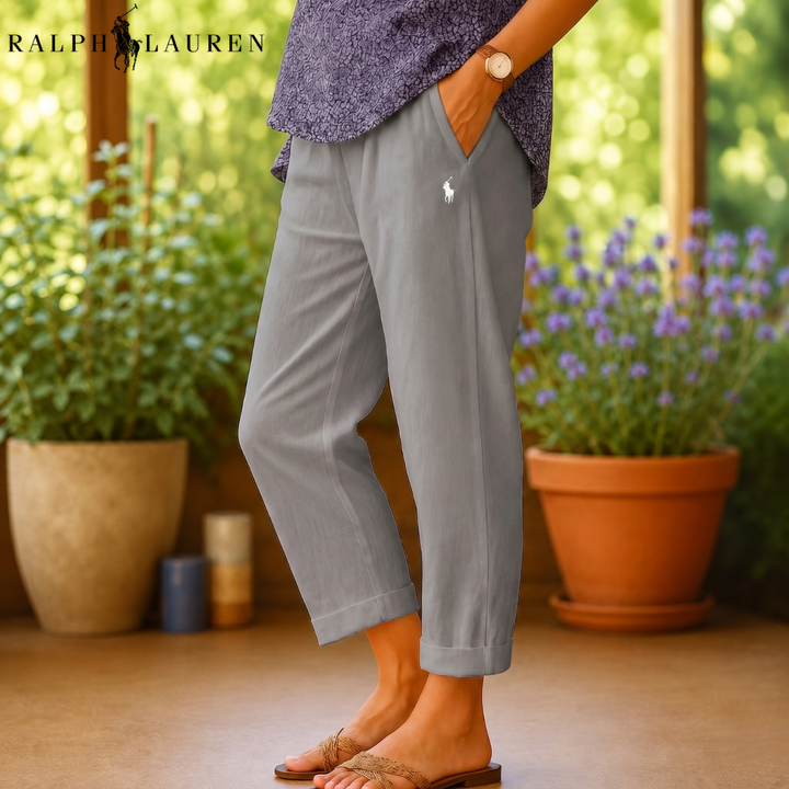 Linen-Blend Trousers || Clearance Sale