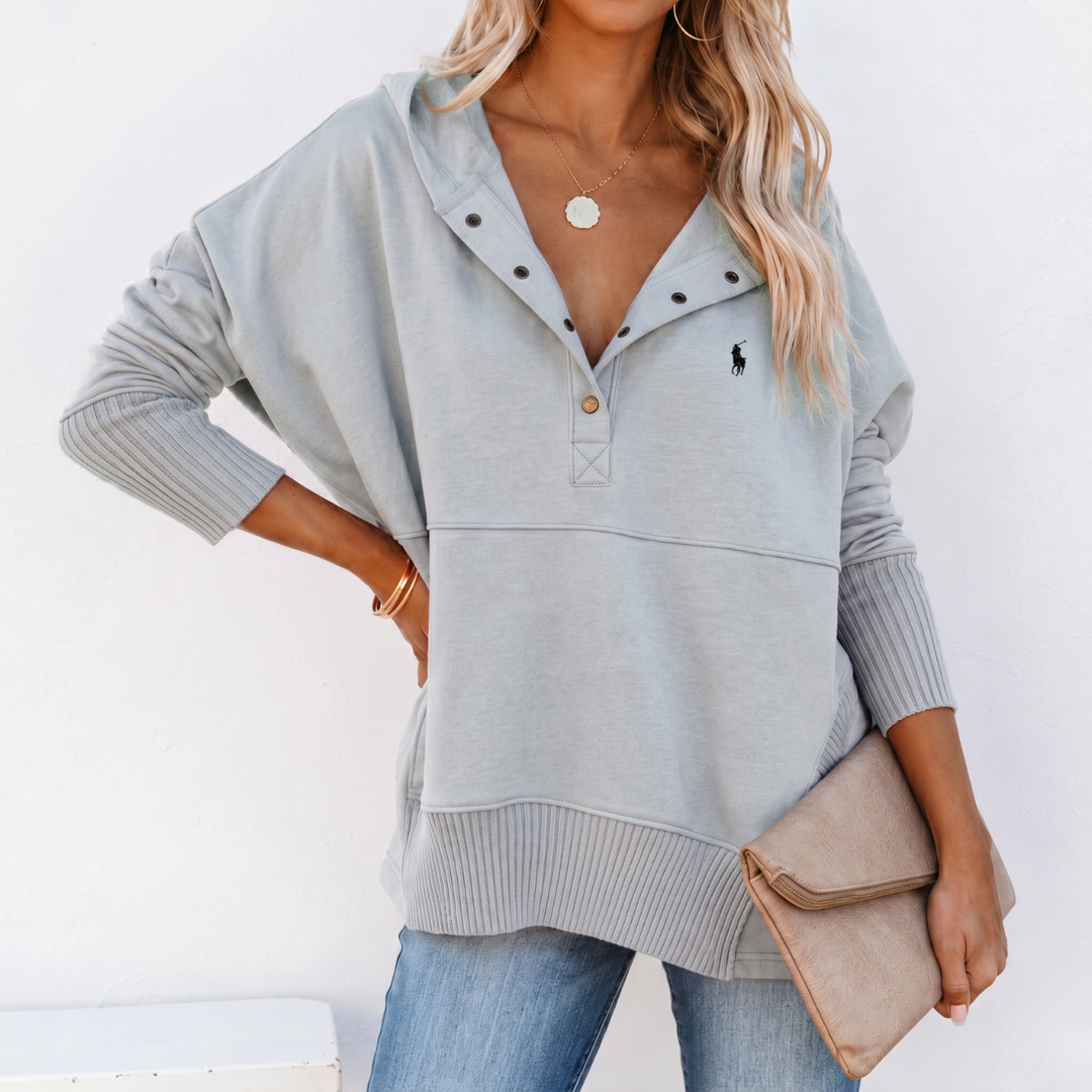Oversized Snap-Neck Ribbed - Clearance Sale