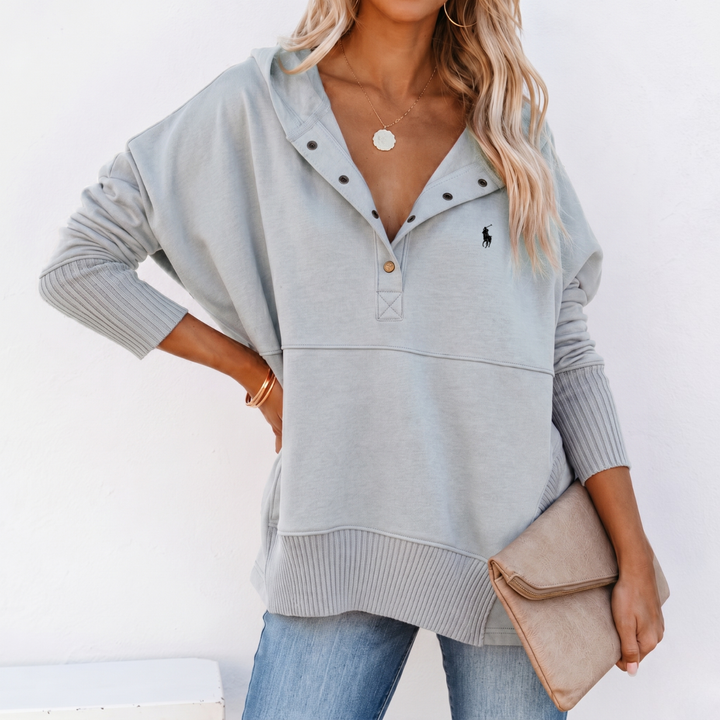Oversized Snap-Neck Ribbed - Clearance Sale