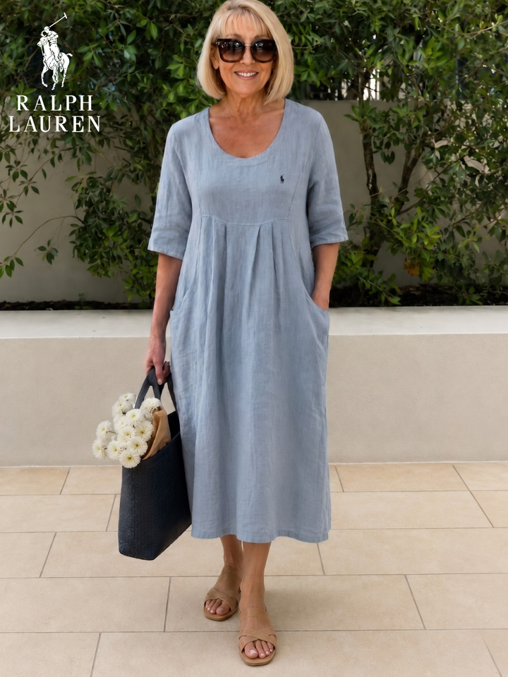 Coastal Linen Pleated Midi || Clearance Sale