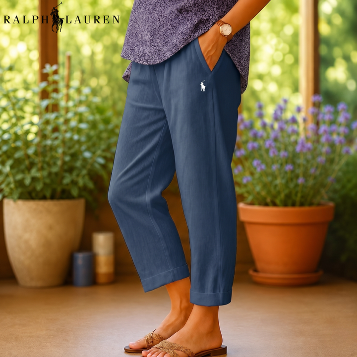 Linen-Blend Trousers || Clearance Sale