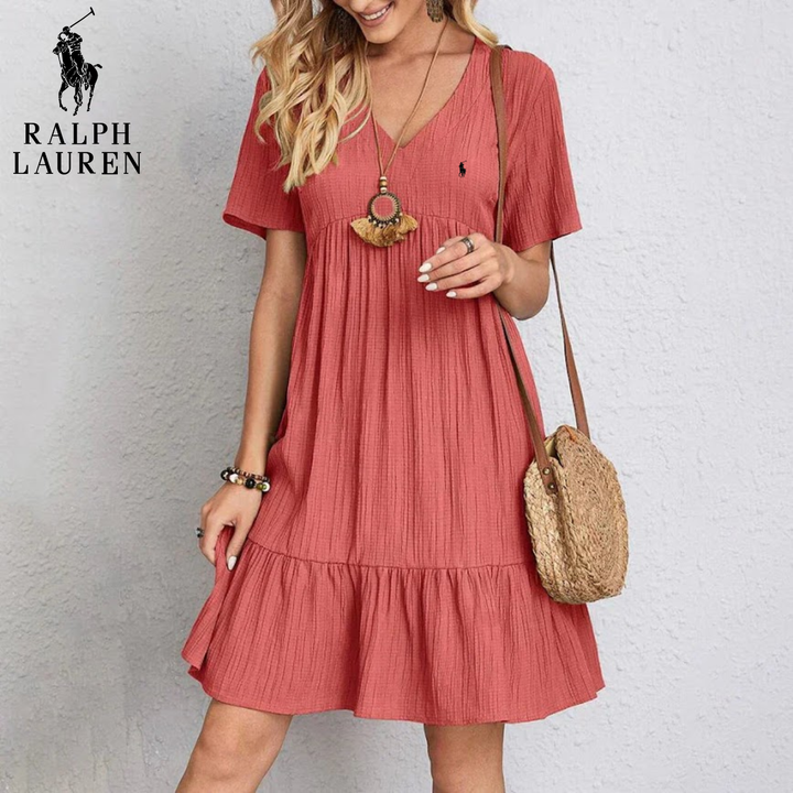 V-Neck Crinkle Gauze Ruffled Sundress || Clearance Sale