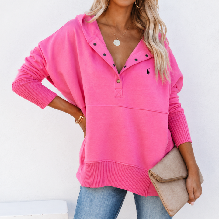 Oversized Snap-Neck Ribbed - Clearance Sale