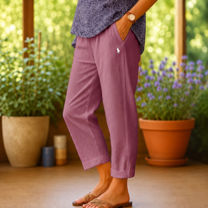 Linen-Blend Trousers - Clearance Sale