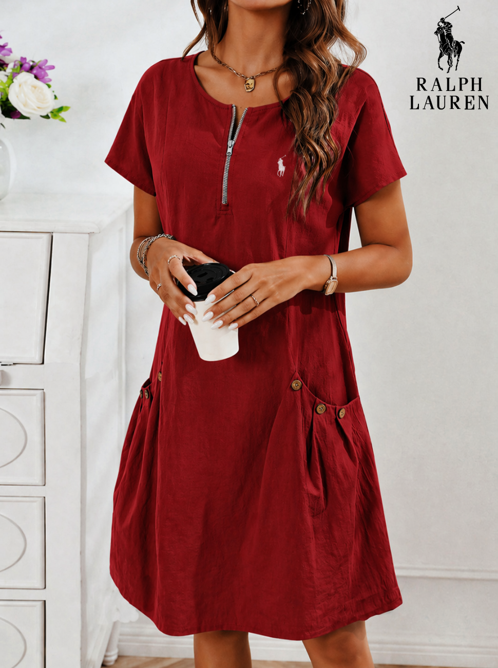 Coastal Zip-Neck Utility Dress || Clearance Sale
