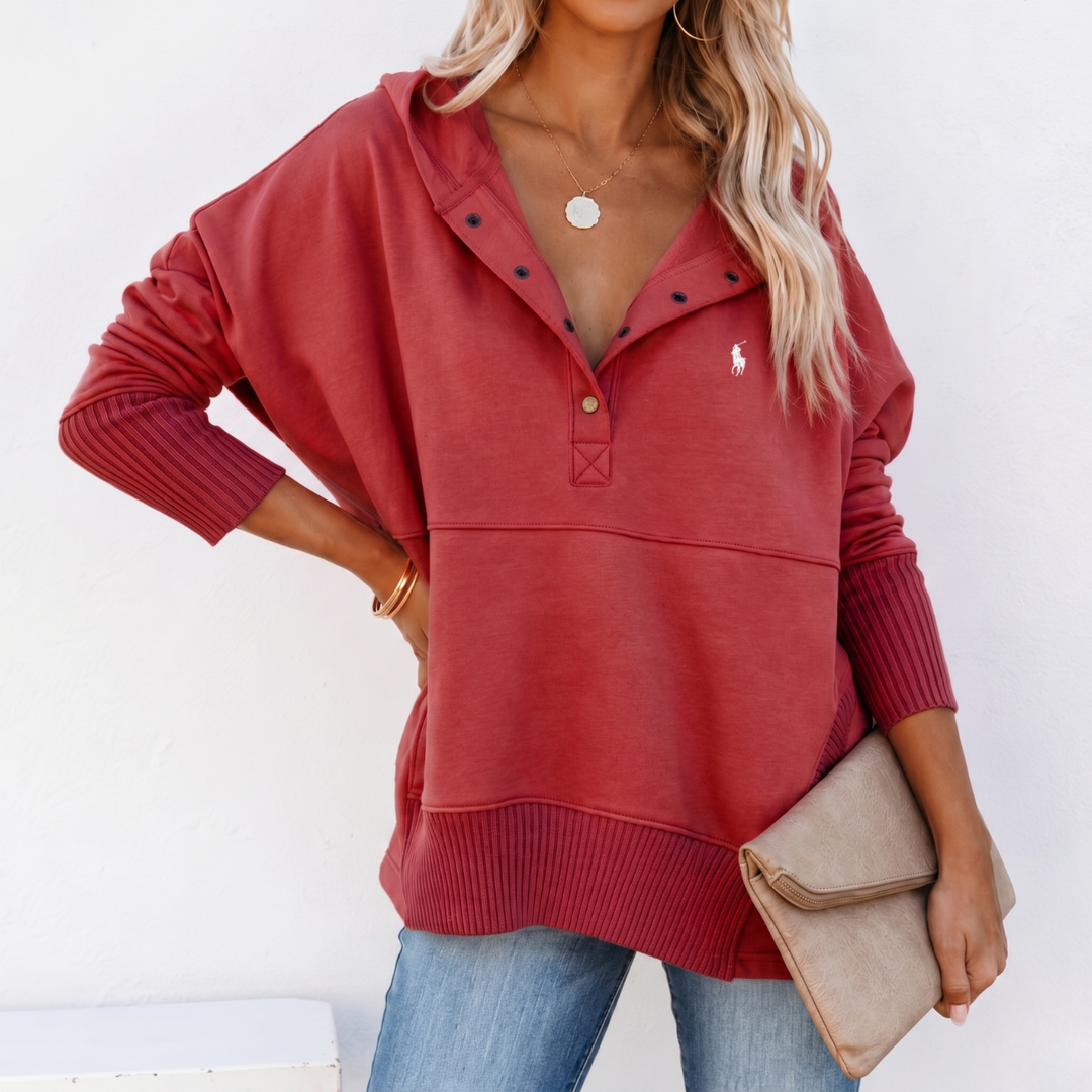 Oversized Snap-Neck Ribbed - Clearance Sale