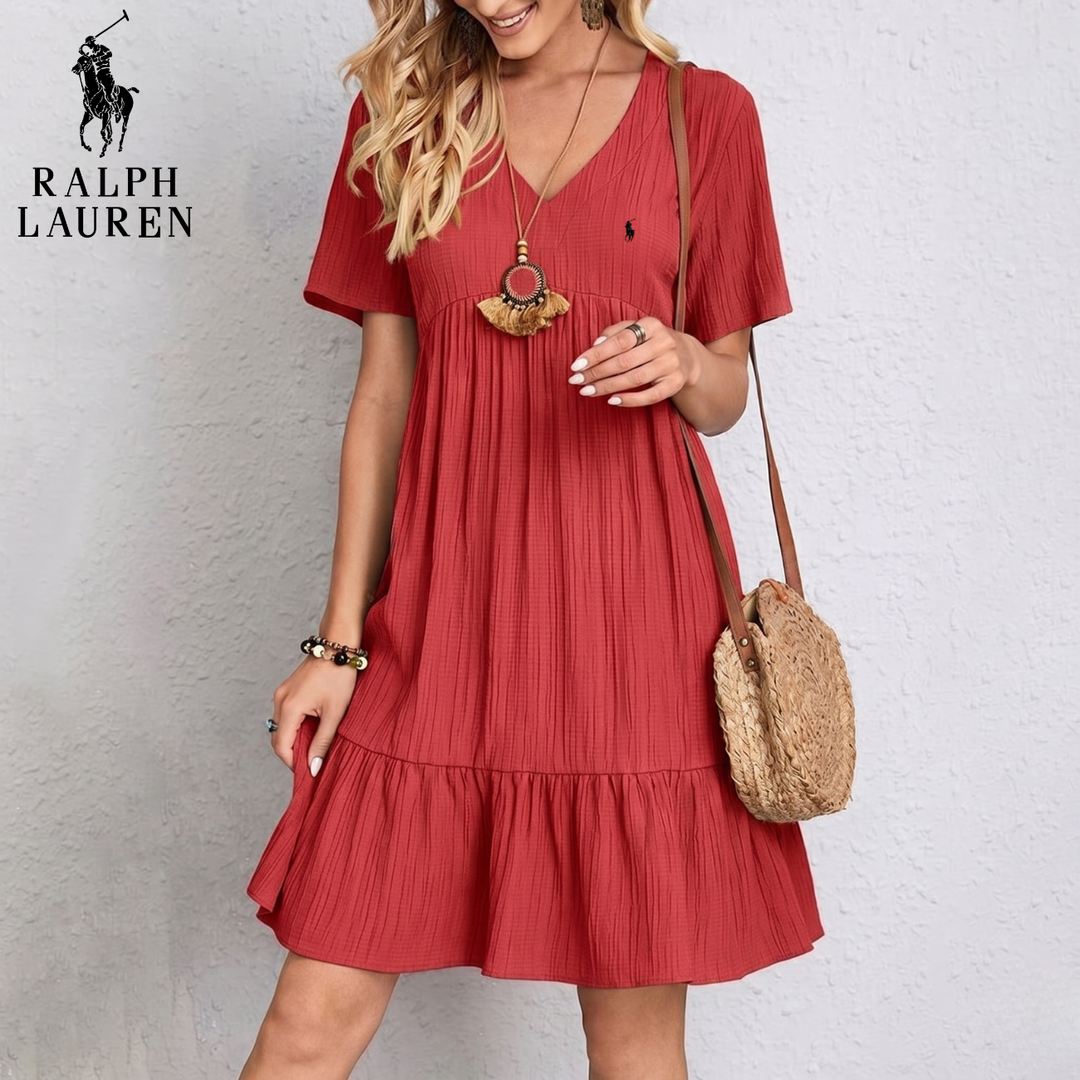 V-Neck Crinkle Gauze Ruffled Sundress || Clearance Sale