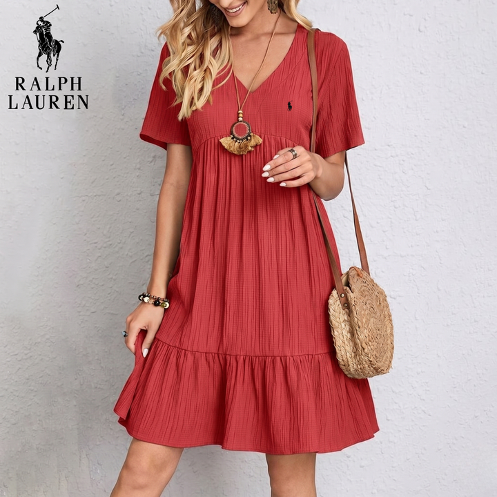 V-Neck Crinkle Gauze Ruffled Sundress || Clearance Sale