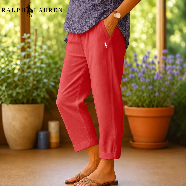 Linen-Blend Trousers || Clearance Sale