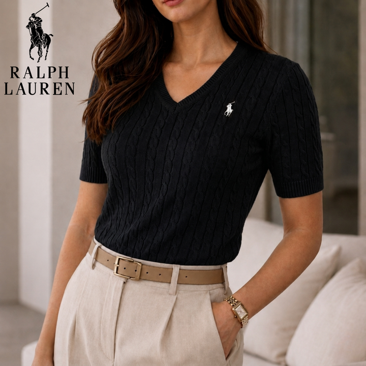 LuxeKnit V-Neck Tee || Clearance Sale