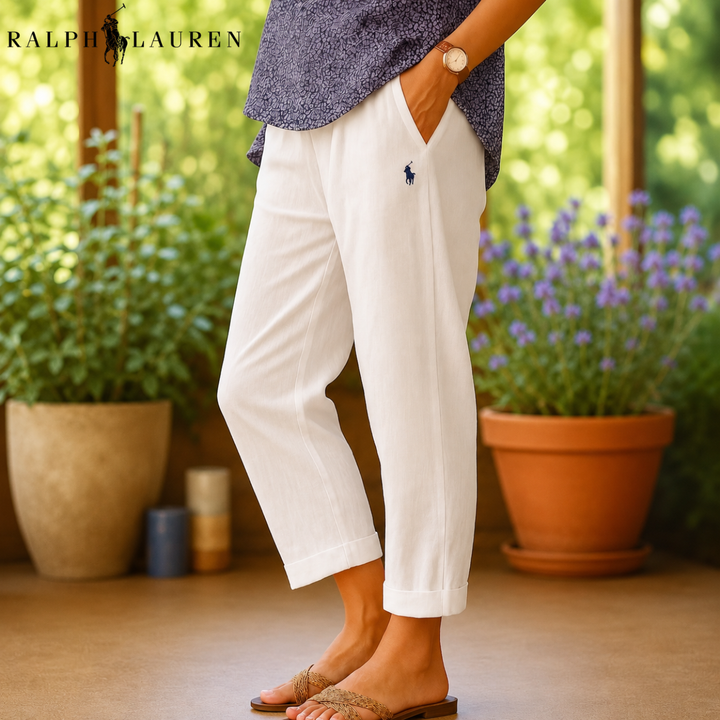 Linen-Blend Trousers || Clearance Sale