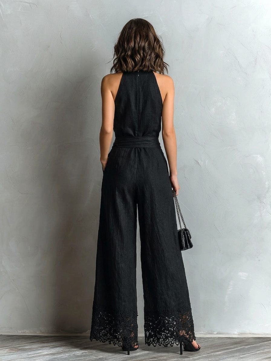 Avery | Faux Halter Vest & Wide-Leg Pants Set