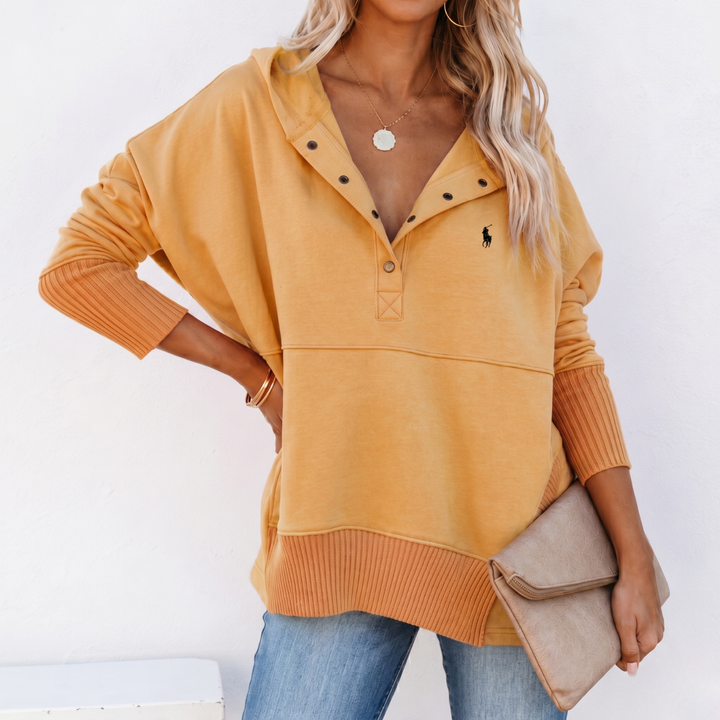 Oversized Snap-Neck Ribbed - Clearance Sale