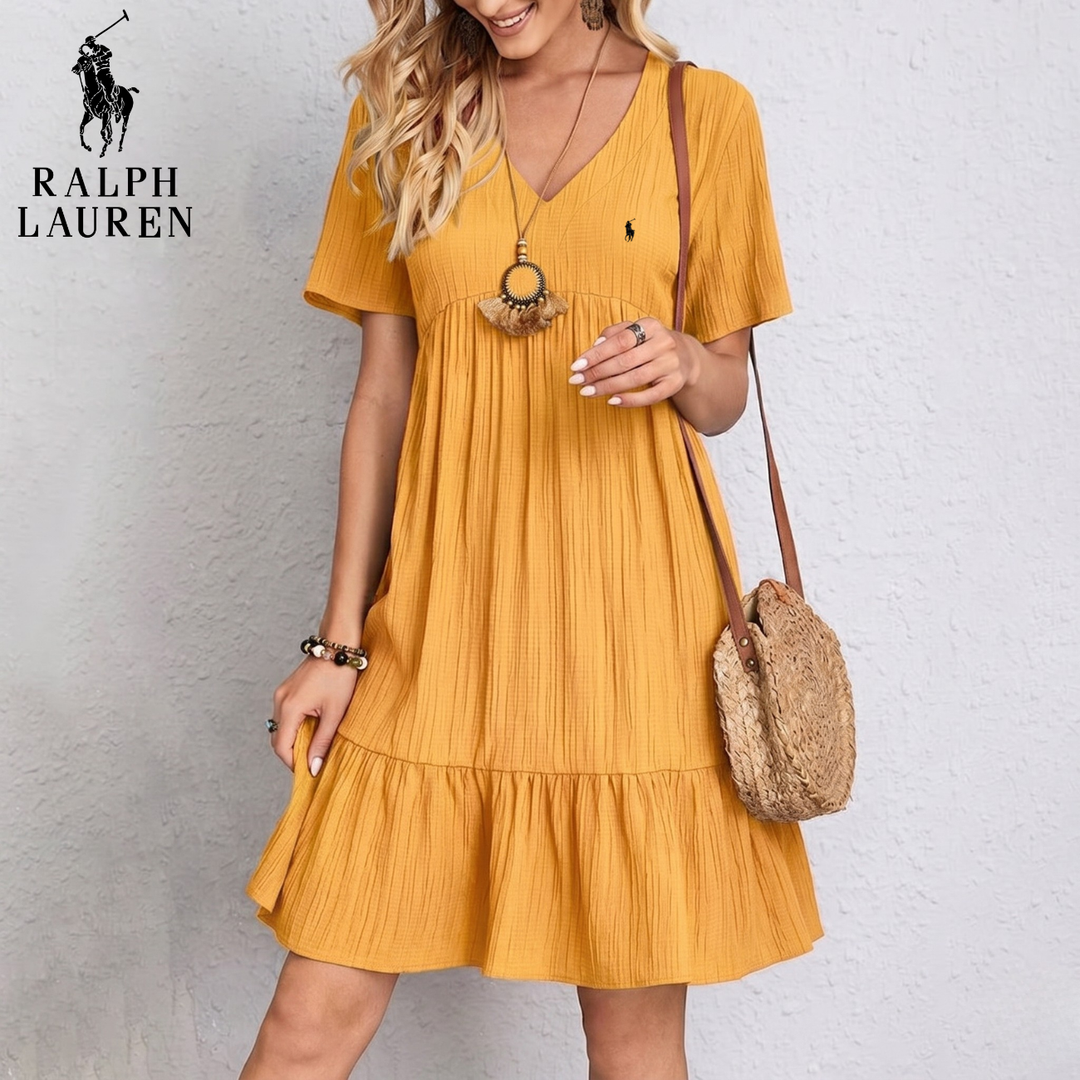 V-Neck Crinkle Gauze Ruffled Sundress || Clearance Sale