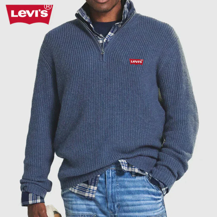 Ribbed Quarter-Zip Knit Sweater - Clearance Sale