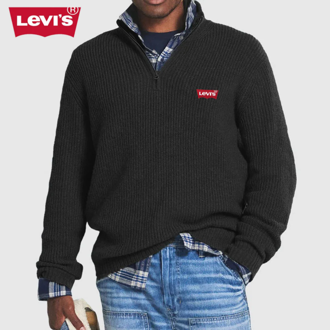 Ribbed Quarter-Zip Knit Sweater - Clearance Sale