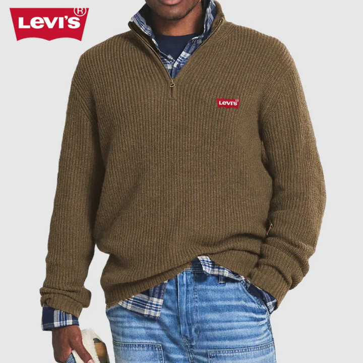 Ribbed Quarter-Zip Knit Sweater - Clearance Sale
