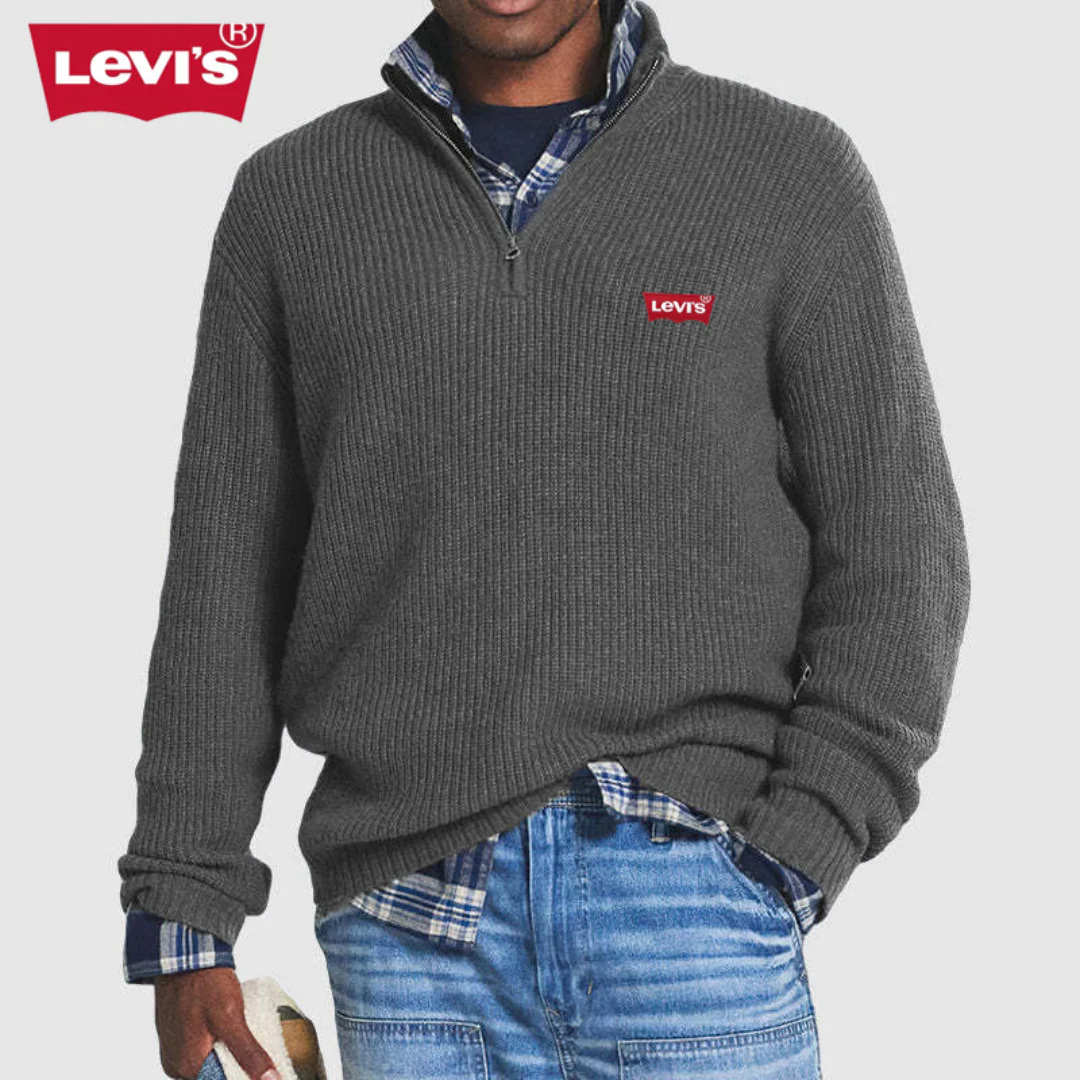 Ribbed Quarter-Zip Knit Sweater - Clearance Sale