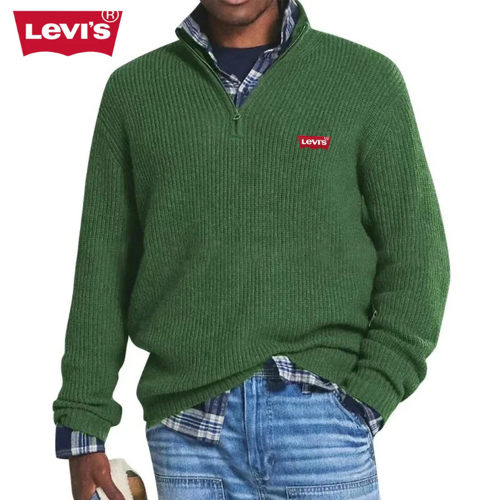 Ribbed Quarter-Zip Knit Sweater - Clearance Sale