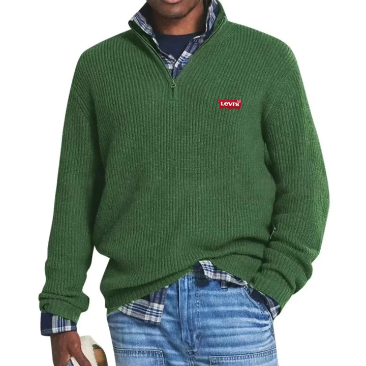Ribbed Quarter-Zip Knit Sweater - Clearance Sale