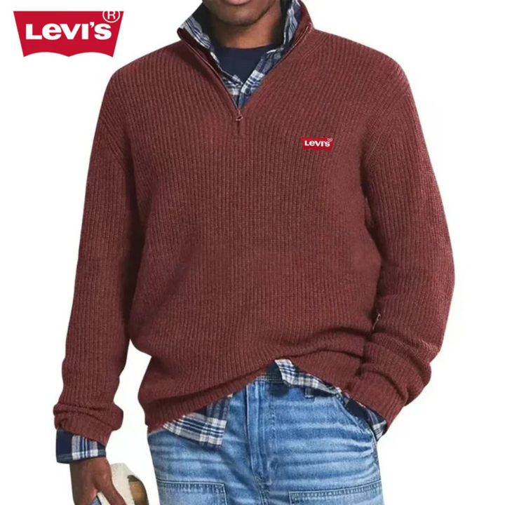 Ribbed Quarter-Zip Knit Sweater - Clearance Sale