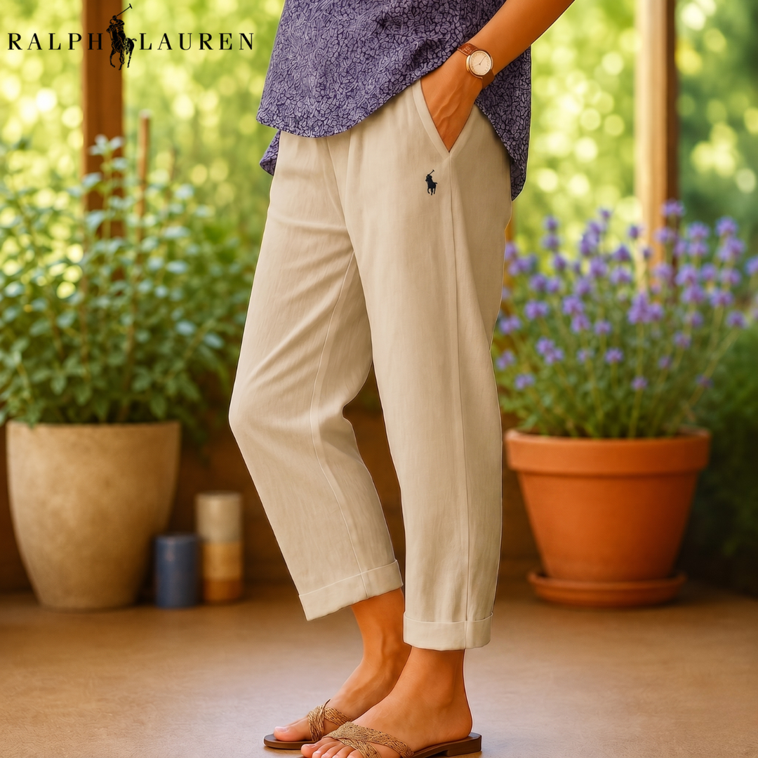 Linen-Blend Trousers || Clearance Sale
